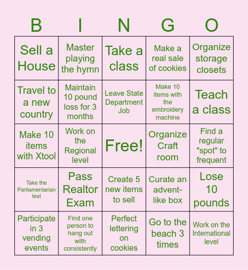 Leslie's 2026 Bingo Card
