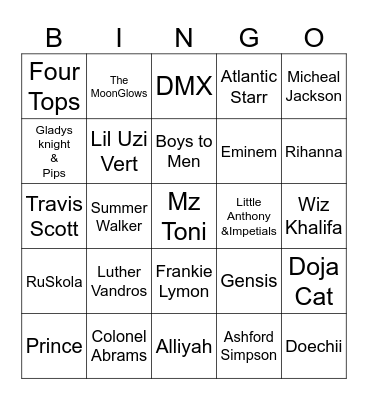BLACK OUT Bingo Card
