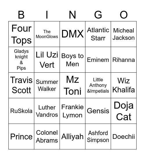 BLACK OUT Bingo Card