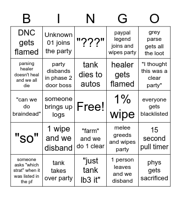 PF BINGO Card