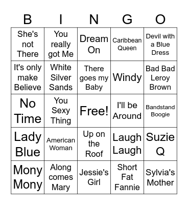 American Bandstand game 1 Bingo Card