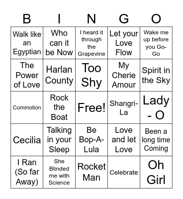 American Bandstand game 2 Bingo Card