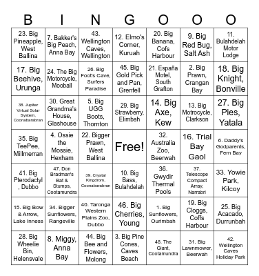 Queensland Trip Bingo Card