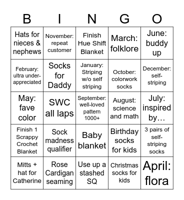 Knitting Bingo 2026 Bingo Card
