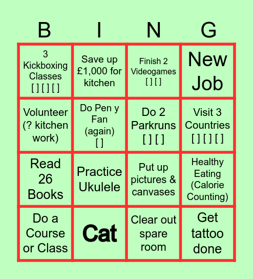 2026 Goals Bingo Card