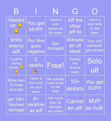 Marvel Rivals (rihanna lol) Bingo Card