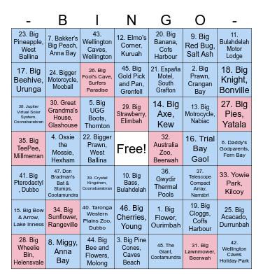 2026 Queensland Trip Bingo Card