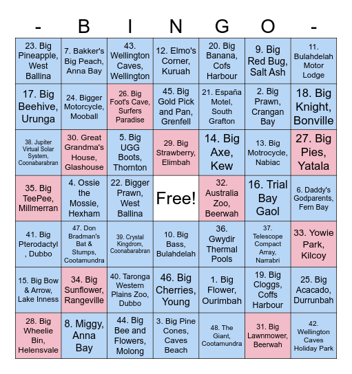 2026 Queensland Trip Bingo Card