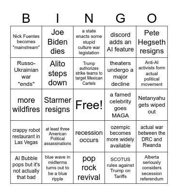 2026 bingo Card