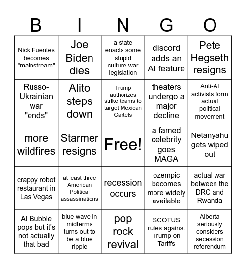 2026 bingo Card