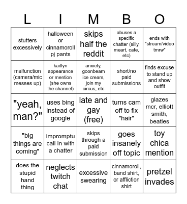 loofa donoscam bingo... Bingo Card
