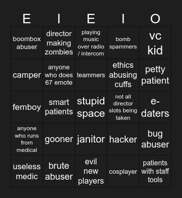 i hate my asylum life Bingo Card