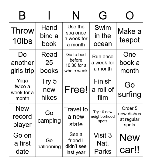 2026 Bingo Card