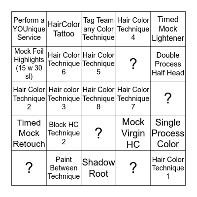 ADV HAIRCOLORING Bingo Card