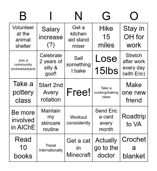 Silly’s 2026 Bingo Card Bingo Card