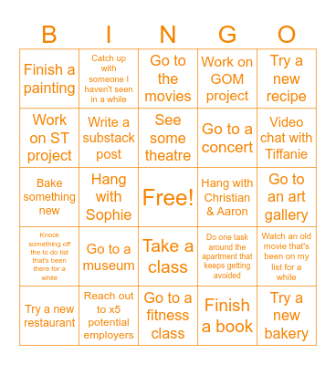 JANUARY Bingo Card