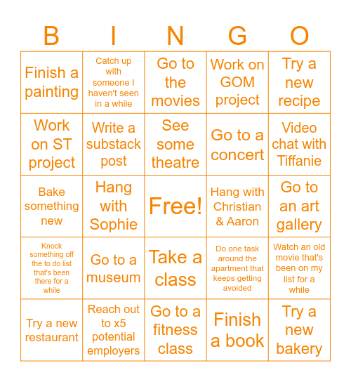 JANUARY Bingo Card