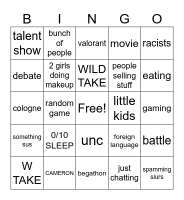 TIKTOK BINGO Card