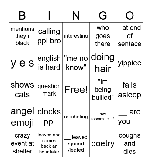 kamimura Bingo Card