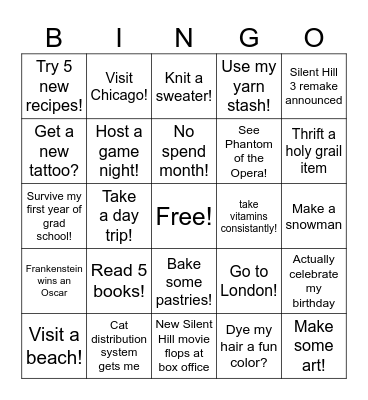 2026 Bingo Card