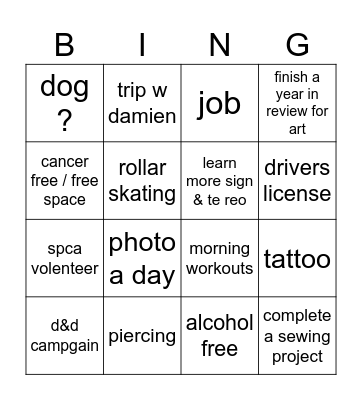 2026 Bingo Card