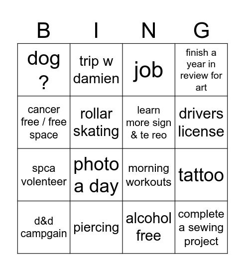 2026 Bingo Card