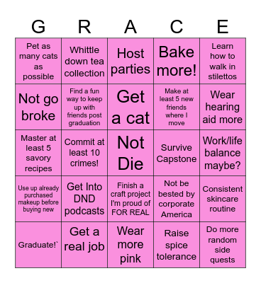 2026 Goal Bingo Card
