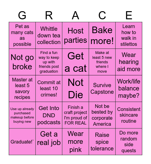 2026 Goal Bingo Card