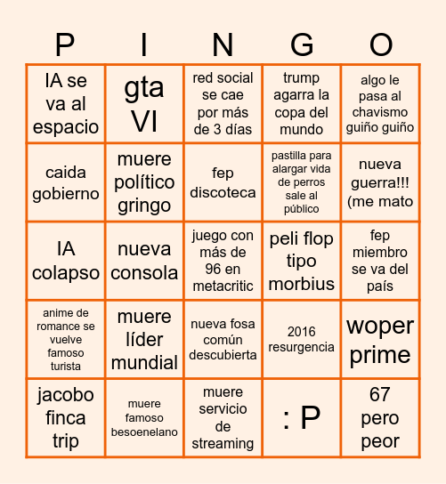 2026 bullshit Bingo Card