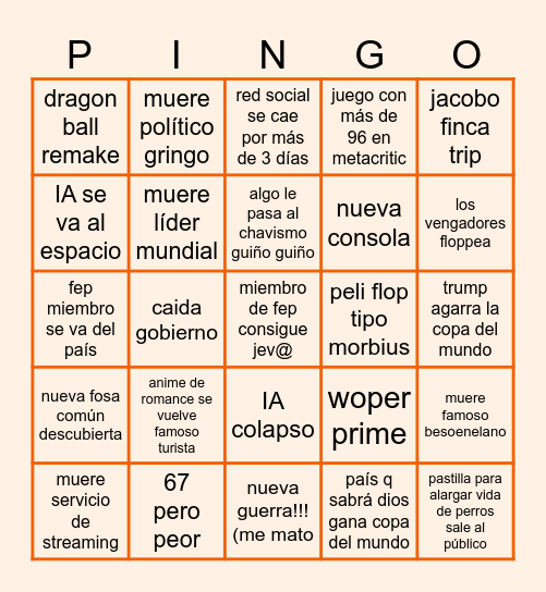 2026 bullshit Bingo Card