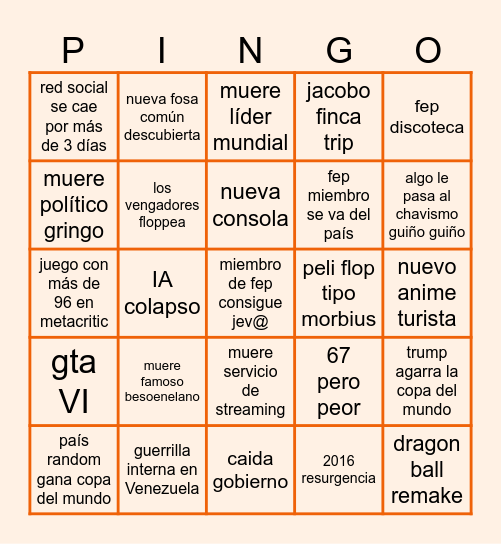 2026 bullshit Bingo Card