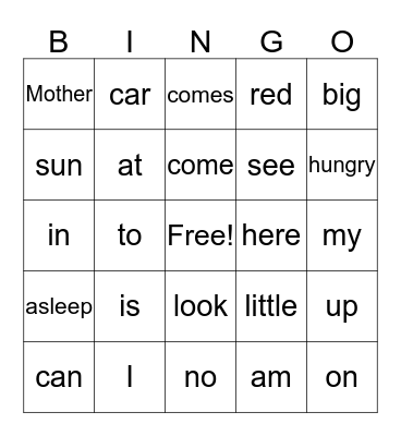 Yellow Group Bingo Card