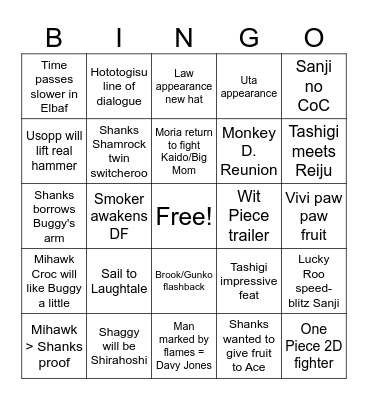 One Piece 2026 KH Bingo Card