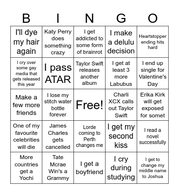 2026 Bingo Card Bingo Card