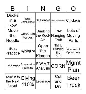 CEO BINGO Card