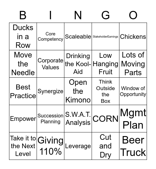 CEO BINGO Card