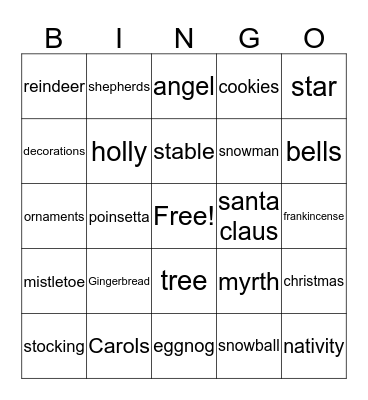 Christmas Bingo Card