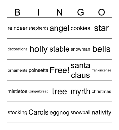 Christmas Bingo Card