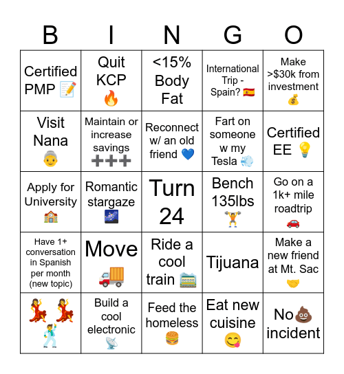2026 Resolution Bingo Card