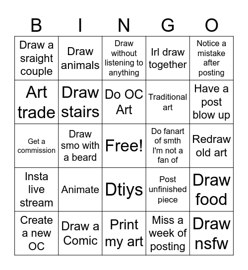 2026 Art Bingo Card