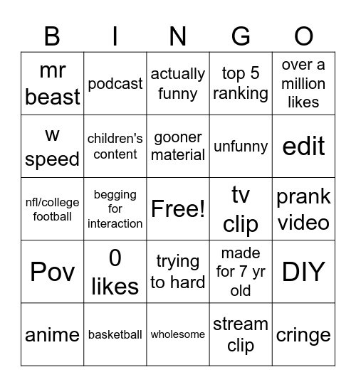 Untitled Bingo Card