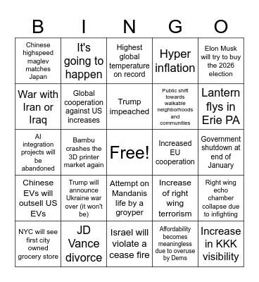 2026 bingo Card