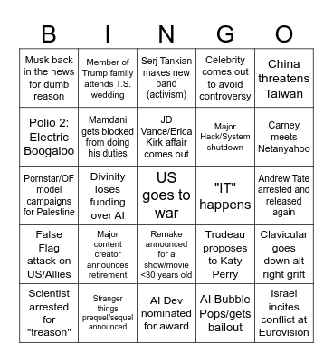 2026 Bingo Card