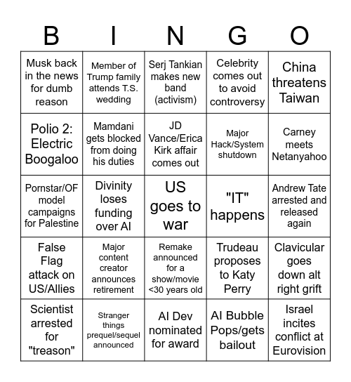 2026 Bingo Card