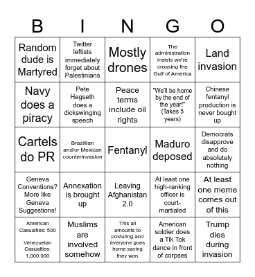 Venezuela Invasion! Bingo Card