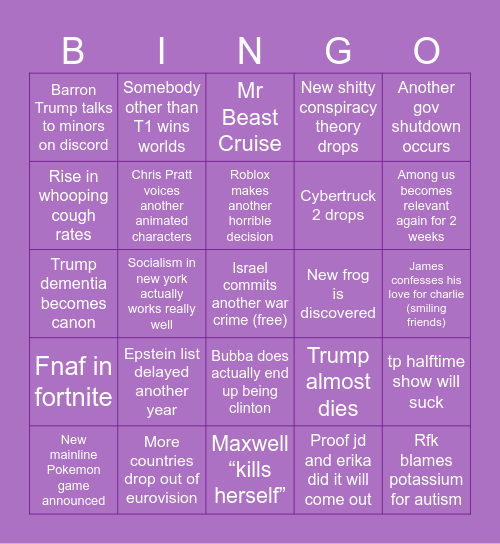 2026 bingo Card