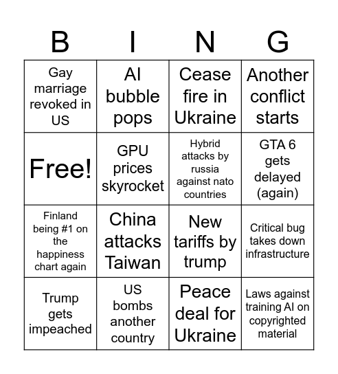 2026 bingo Card