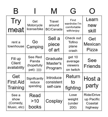 Personal Bingo Card