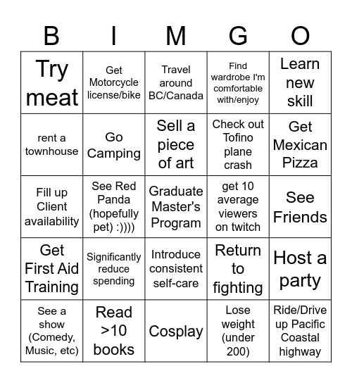 Personal Bingo Card