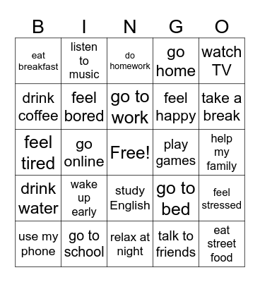 Daily Life Bingo Card